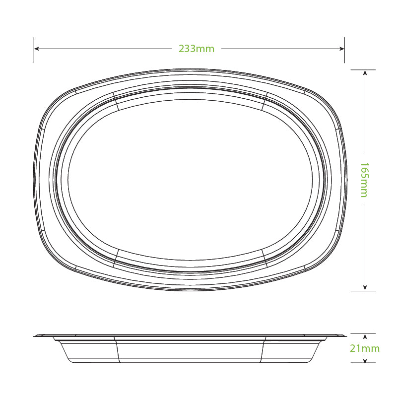 23x16cm/ 9.2x6.5" Rectangular Oval Plant Fibre Plate