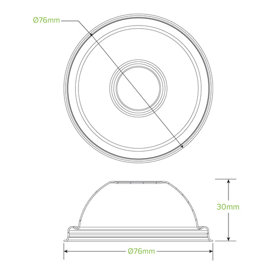 90ml / 3oz Plant Fibre Dome Ice Cream BioCup Lid
