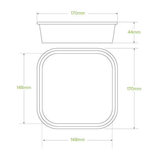 BioPak 750ml Kraft BioBoard Square Takeaway Base