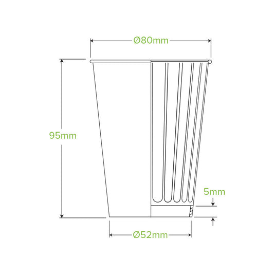 BioPak 255ml / 8oz (80mm) Aqueous Double Wall Home Compostable Takeaway Coffee Cup