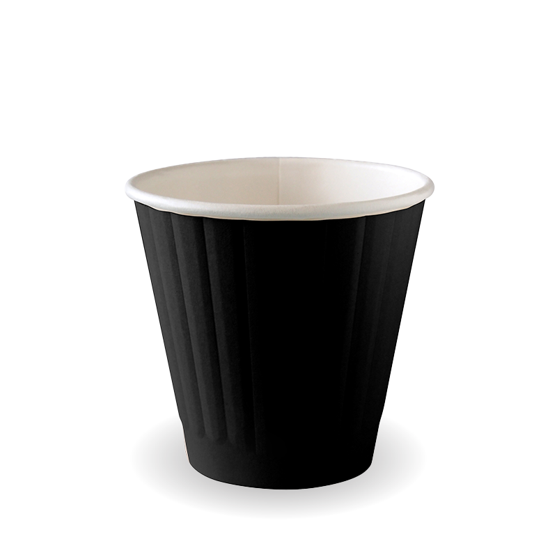 BioPak 295ml / 8oz (90mm) Black Aqueous Double Wall Home Compostable Takeaway Coffee Cup
