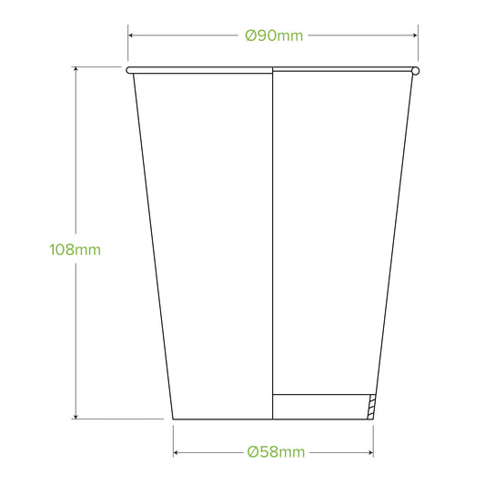 BioPak 390ml / 12oz (90mm) White Cold Paper BioCup