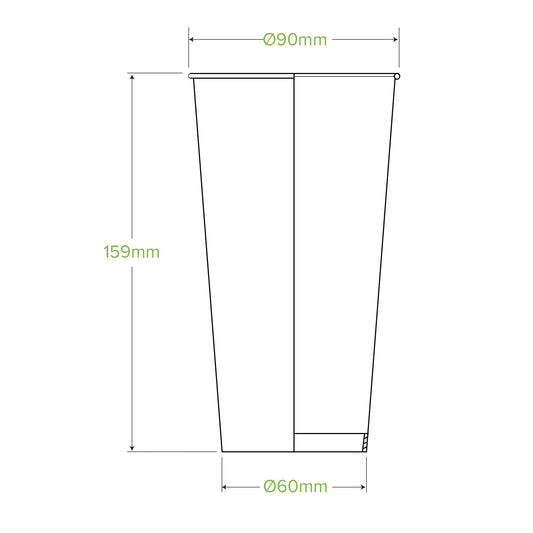 BioPak 600ml / 20oz (90mm) White Cold Paper BioCup