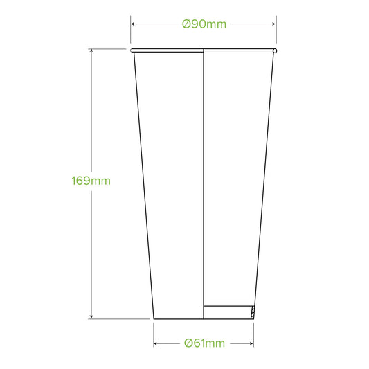 BioPak 650ml / 22oz (90mm) White Cold Paper BioCup