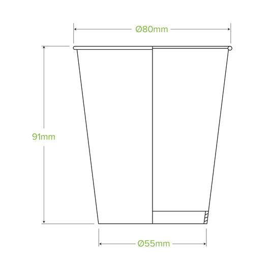 BioPak 280ml / 8oz (80mm) White Cold Paper BioCup
