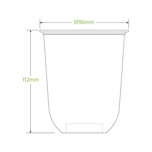 BioPak 500ml Clear Compostable Disposable Cold Drink Tumbler Cup.