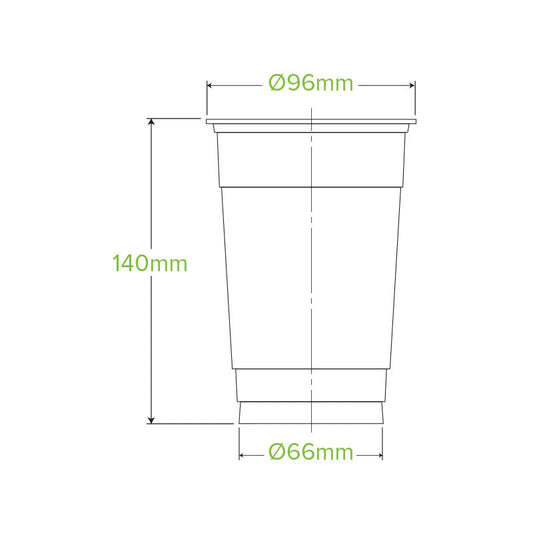 BioPak 600ml Clear Compostable Disposable Cold Drink Cup.