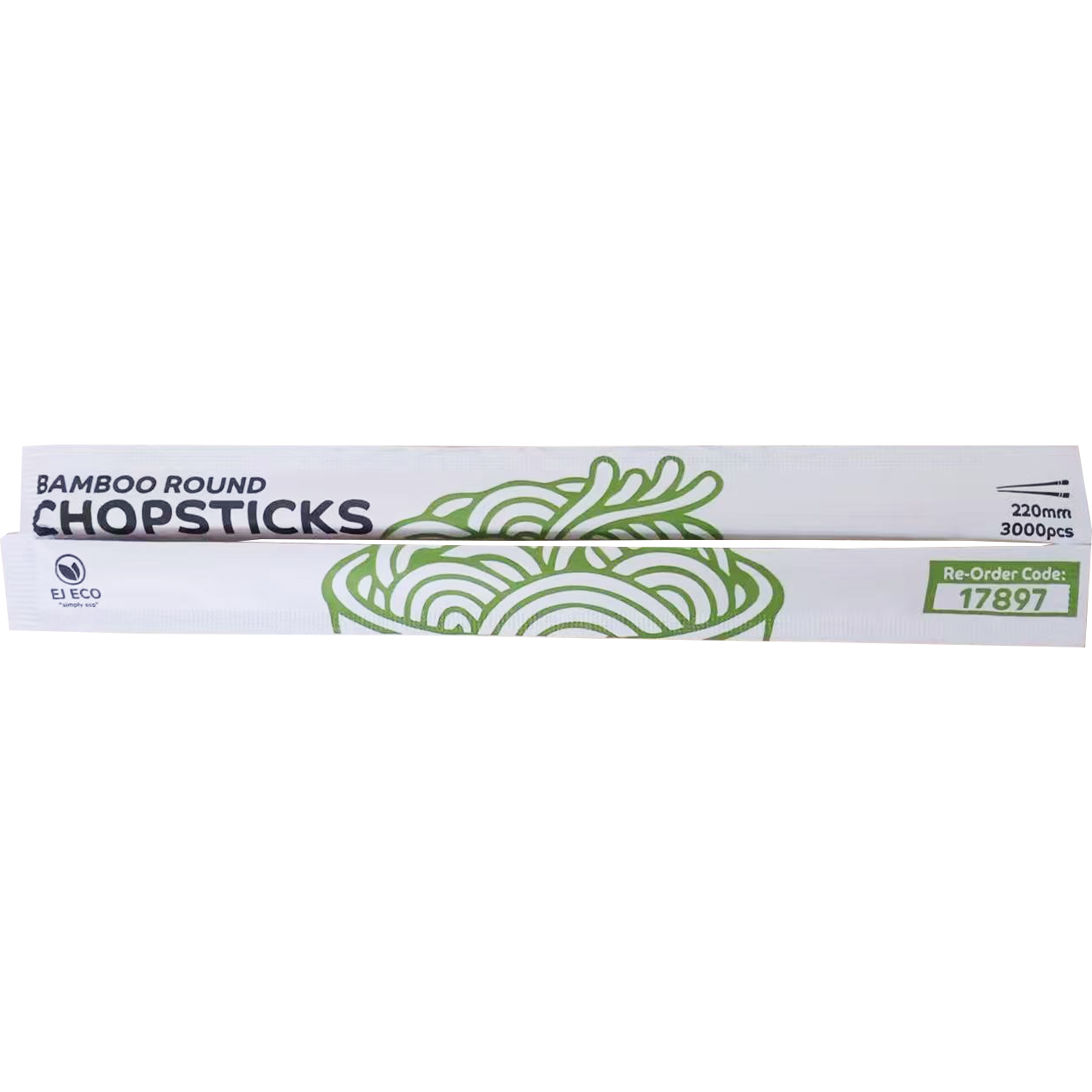 Full Paper Wrapped Round Bamboo Chopsticks 22cm