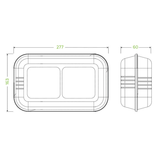 28x16x7cm / 11.6x6x3 inch 2-Compartment White BioCane Clamshell