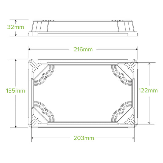 LARGE BIOCANE SUSHI TRAY PLA LID