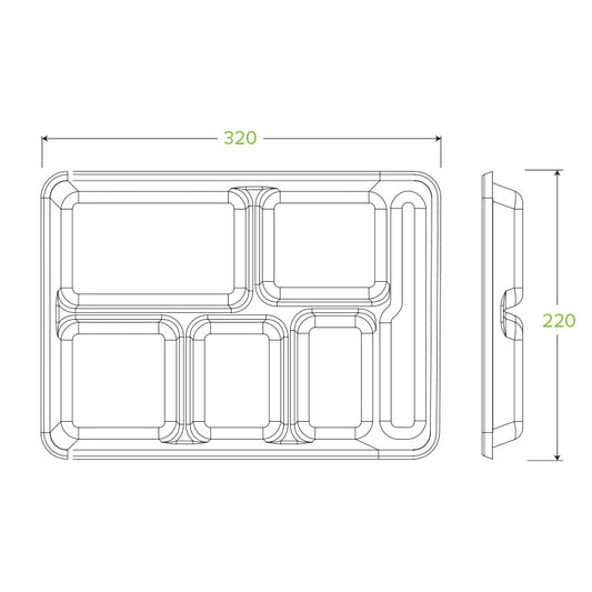 6-Compartment BioCane Tray