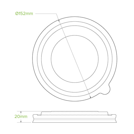 500-1,000ml Kraft BioBowl PET Lid.