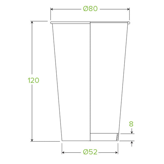 350ml / 12oz (80mm) White Single Wall BioCup