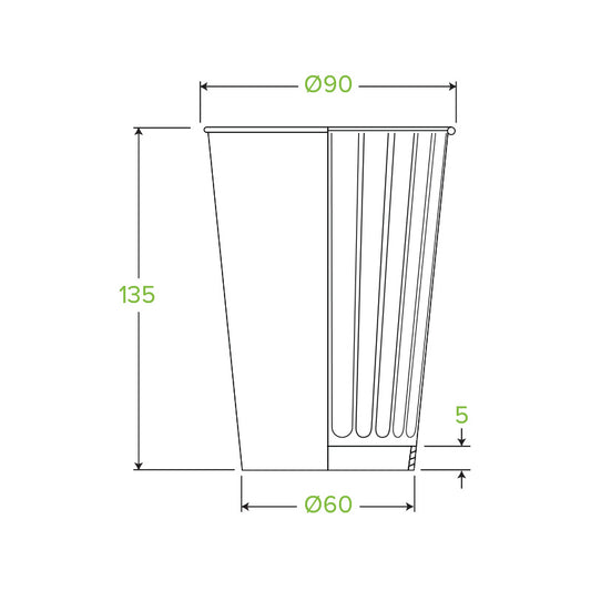 460ml/16oz(90mm) Leaf Double Wall Biocup