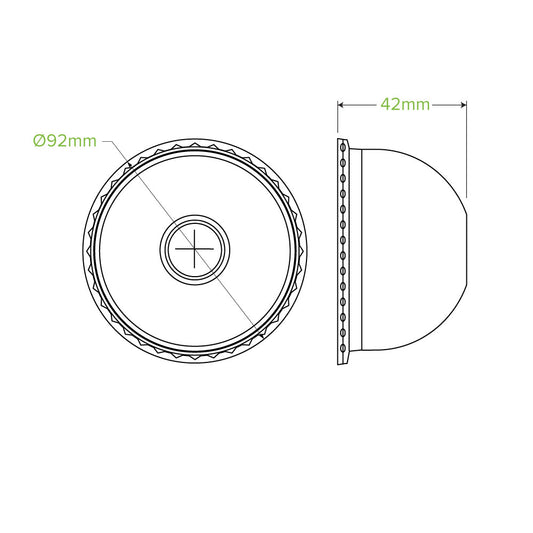 390-650ml / 12-22oz 90mm Clear PLA Dome Lid For Paper Cold Cups