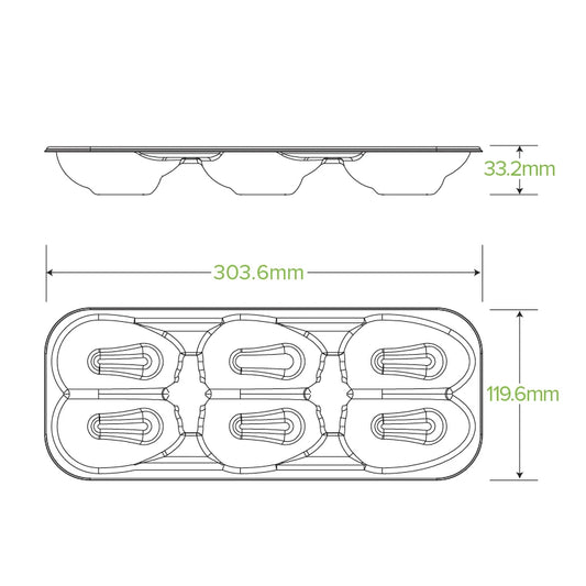 BioPak Oyster Tray - Holds 6 items