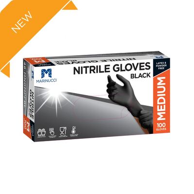 Black Nitrile Gloves - Medium Super Strength  (Powder Free)