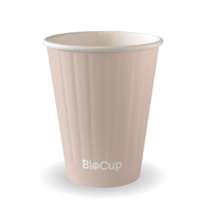 BioPak 255ml / 8oz (80mm) Aqueous Double Wall Home Compostable Takeaway Coffee Cup