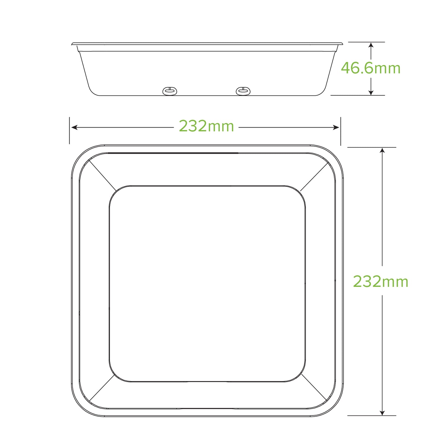 BioPak 1,750ml Large Natural Plant Fibre Takeaway Base