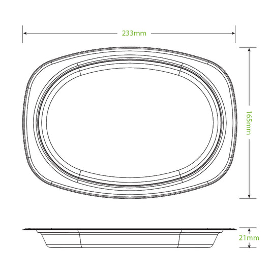 23x16cm/ 9.2x6.5" Rectangular Oval Plant Fibre Plate