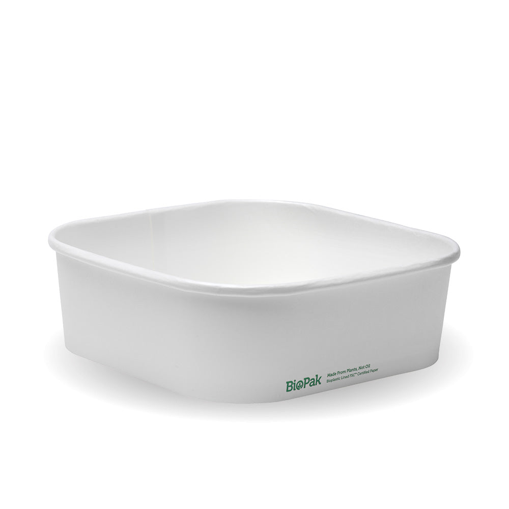 BioPak 1,000ml White BioBoard Square Takeaway Base