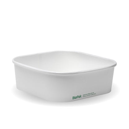BioPak 1,000ml White BioBoard Square Takeaway Base