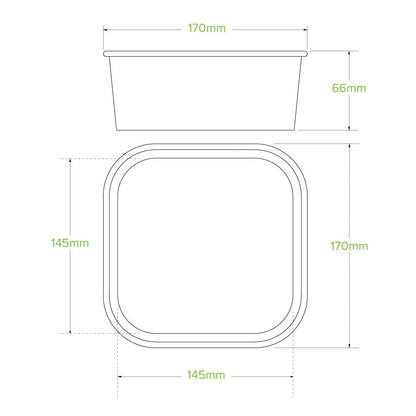 BioPak 1,200ml White BioBoard Square Takeaway Base