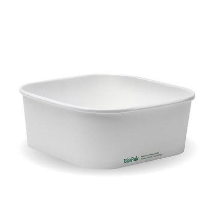 BioPak 1,200ml White BioBoard Square Takeaway Base