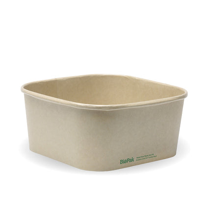 BioPak 1,400ml Kraft BioBoard Square Takeaway Base