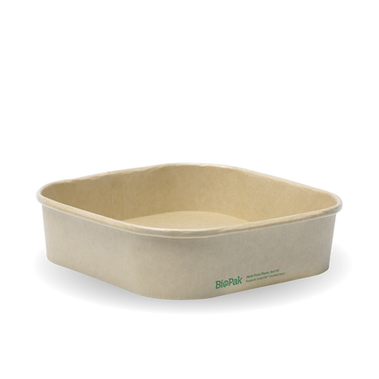 BioPak 750ml Kraft BioBoard Square Takeaway Base