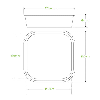 BioPak 750ml Kraft BioBoard Square Takeaway Base