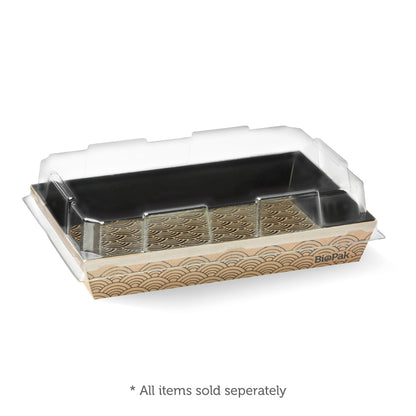 BioPak Small BioBoard Sushi Tray PET Lid