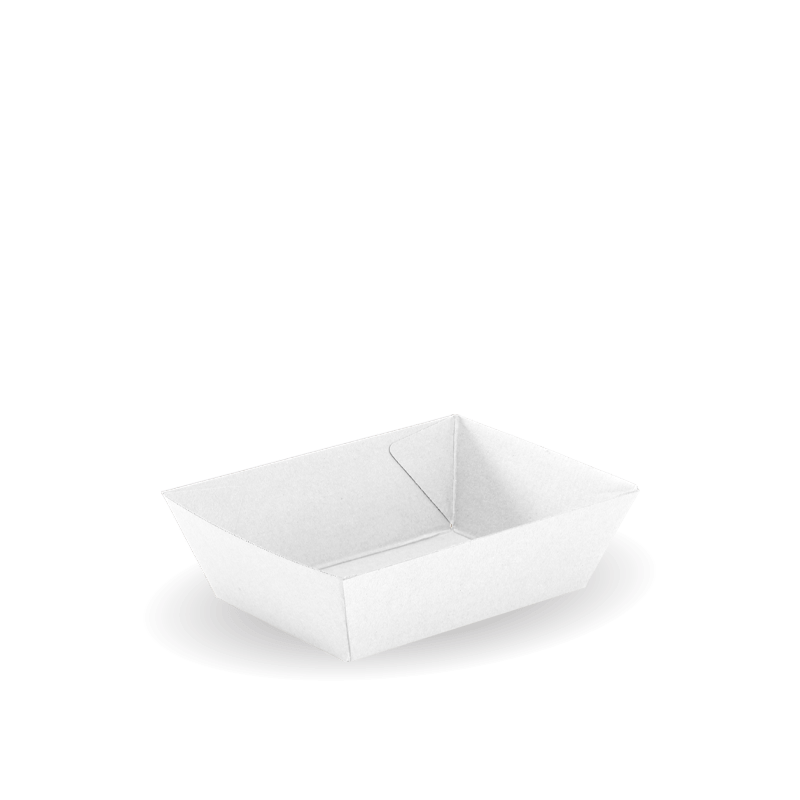 BioPak Tray #1  - White Disposable Takeaway Food Tray Certified Paper Board
