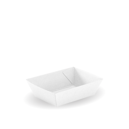 BioPak Tray #1  - White Disposable Takeaway Food Tray Certified Paper Board