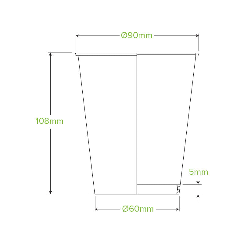 BioPak 390ml / 12oz (90mm) Black Aqueous Single Wall BioCup