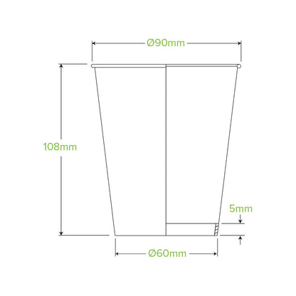 BioPak 390ml / 12oz (90mm) Black Aqueous Single Wall BioCup