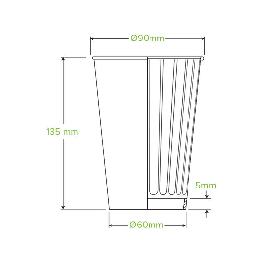 BioPak 460ml / 16oz (90mm) Aqueous Double Wall Home Compostable Takeaway Coffee Cup