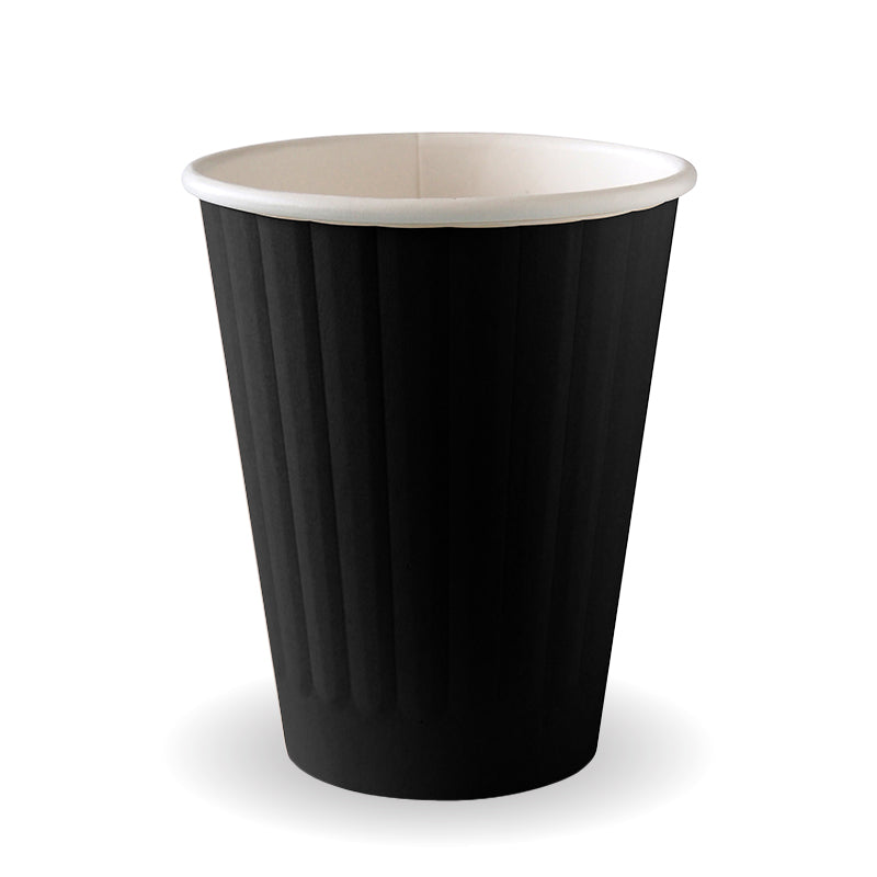BioPak 255ml / 8oz (80mm) Black Aqueous Double Wall Home Compostable Takeaway Coffee Cup