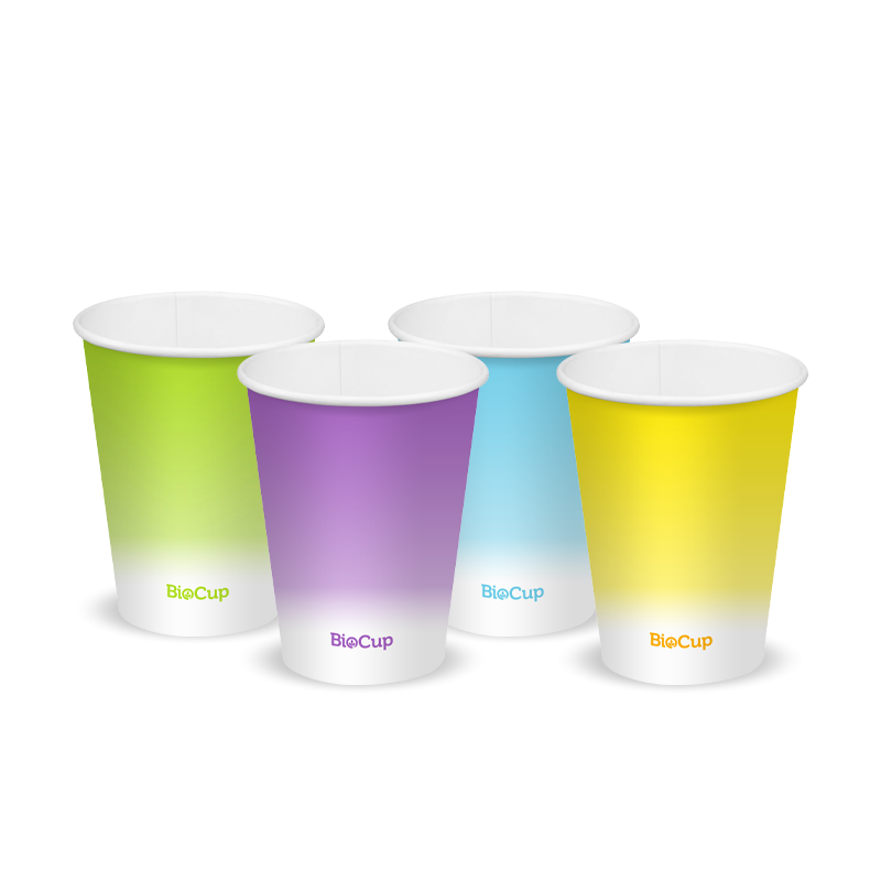 BioPak 390ml / 12oz (90mm) Multi Coloured Cold Paper BioCups