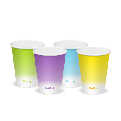 BioPak 390ml / 12oz (90mm) Multi Coloured Cold Paper BioCups