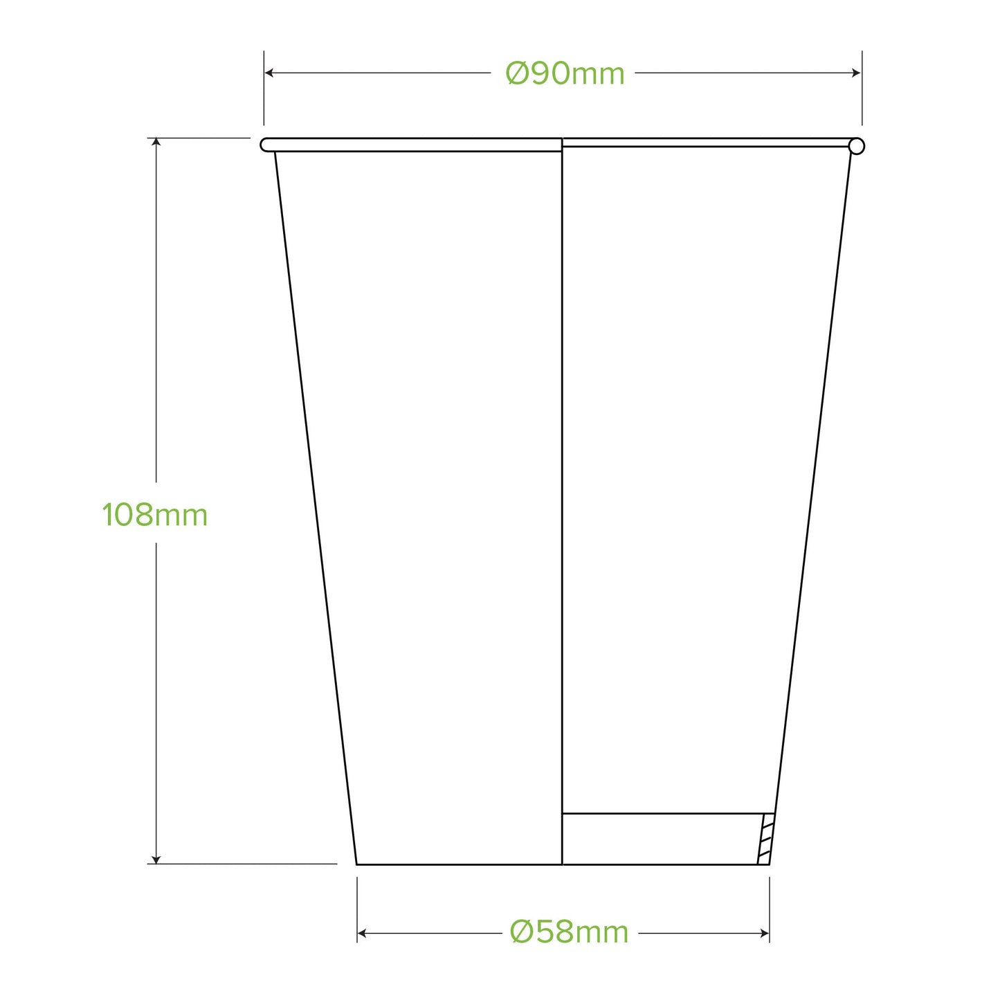 BioPak 390ml / 12oz (90mm) White Cold Paper BioCup