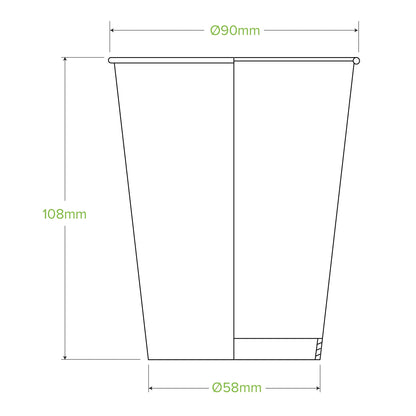 BioPak 390ml / 12oz (90mm) White Cold Paper BioCup