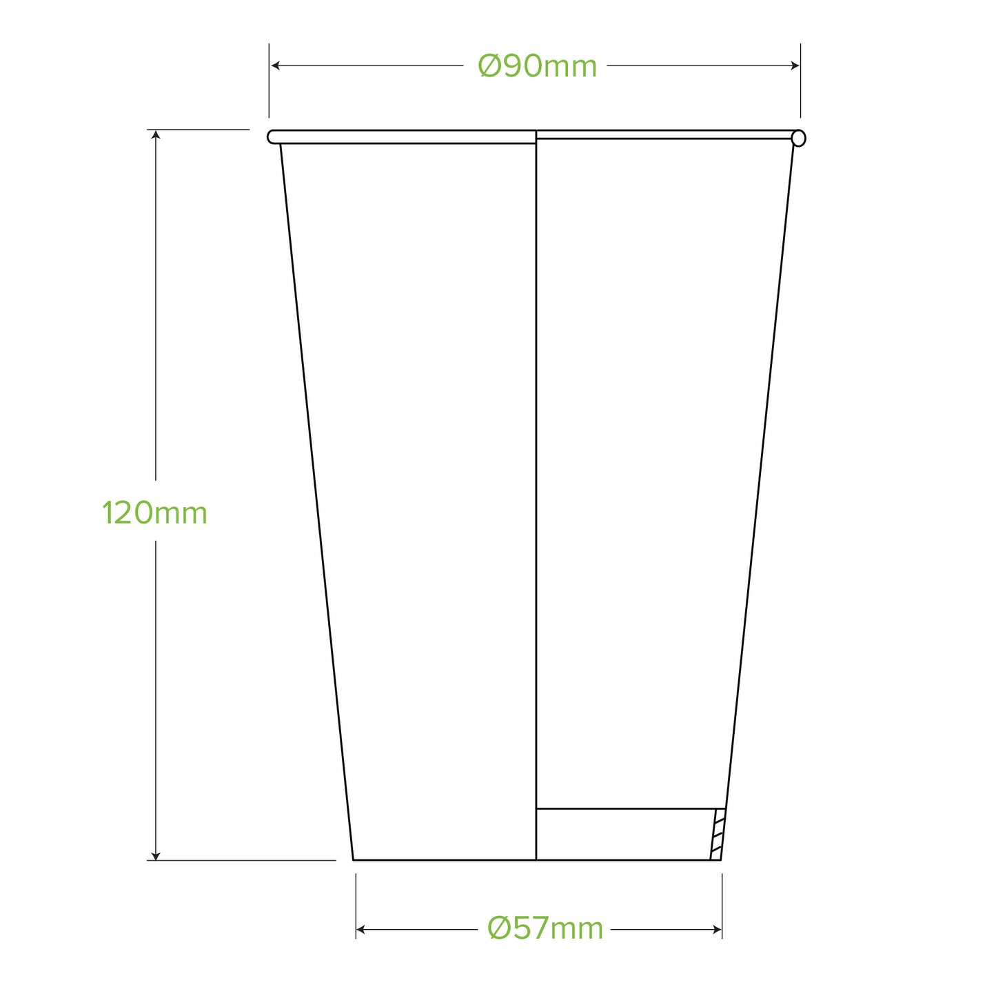 BioPak 420ml / 14oz (90mm) Cold Paper BioCups - green fade
