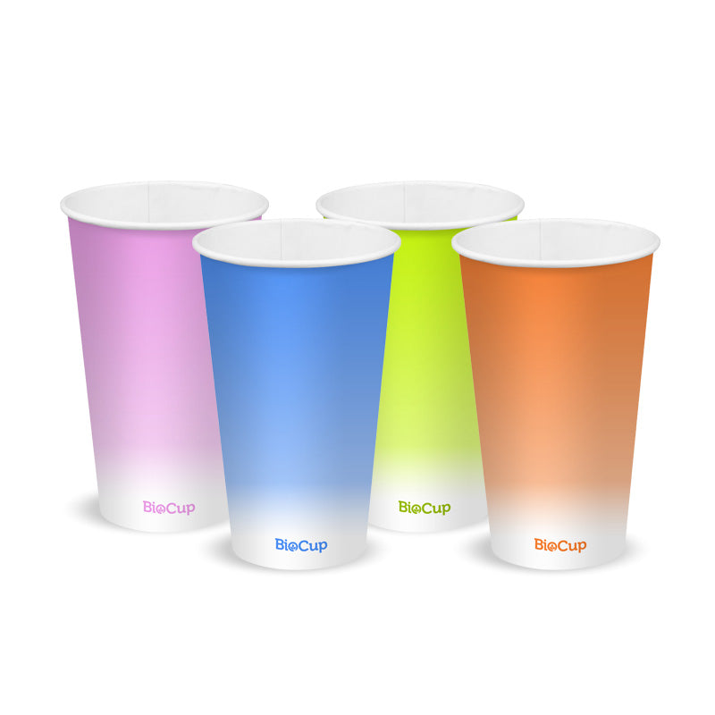 BioPak 500ml / 16oz (90mm) Multi Coloured Cold Paper BioCup