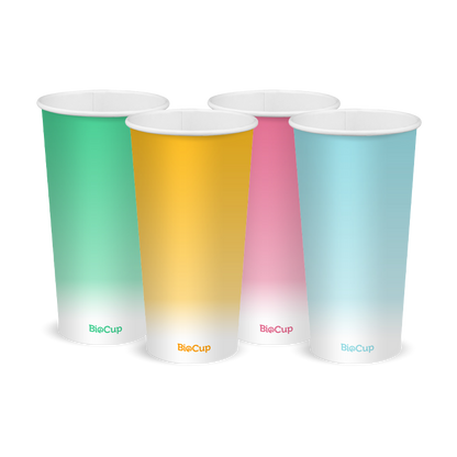 BioPak 600ml / 20oz (90mm) Multi Coloured Cold Paper BioCup