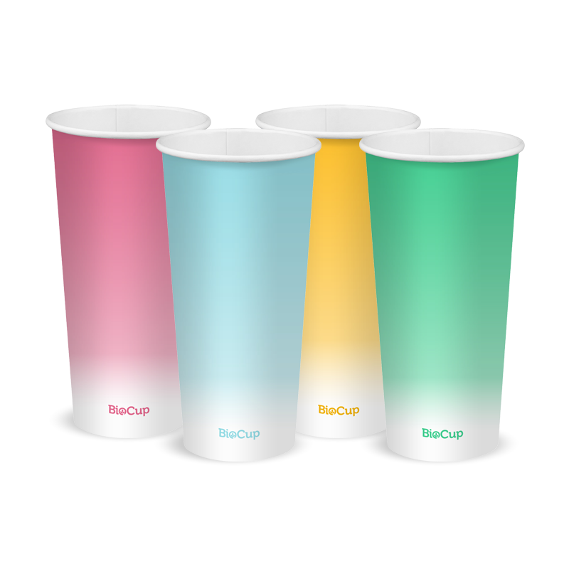 BioPak 650ml / 22oz (90mm) Multi Coloured Cold Paper BioCup