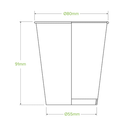 BioPak 280ml / 8oz (80mm) White Cold Paper BioCup