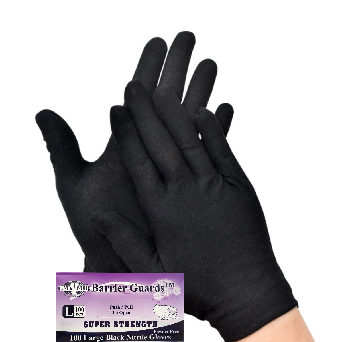 Black Nitrile Gloves - Large Super Strength  (Powder Free)