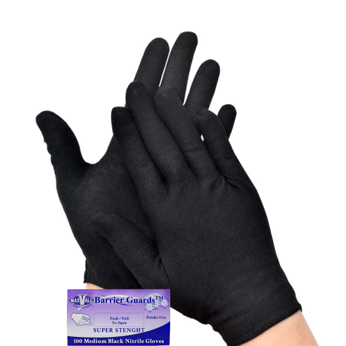 Black Nitrile Gloves - Medium Super Strength  (Powder Free)