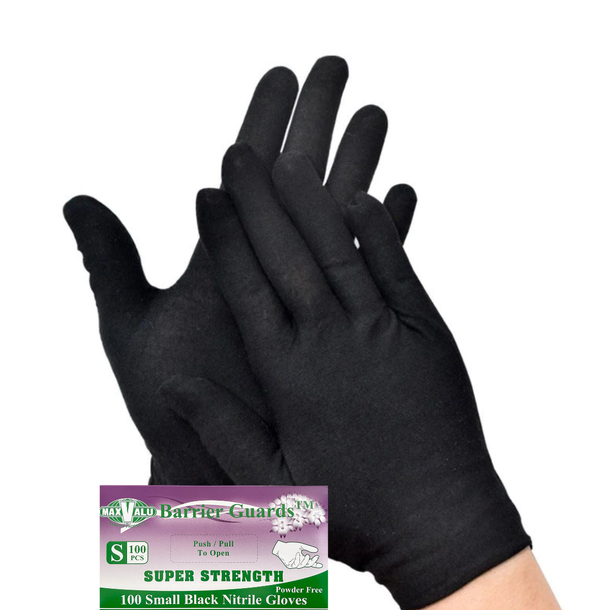 Black Nitrile Gloves - Small Super Strength  (Powder Free)